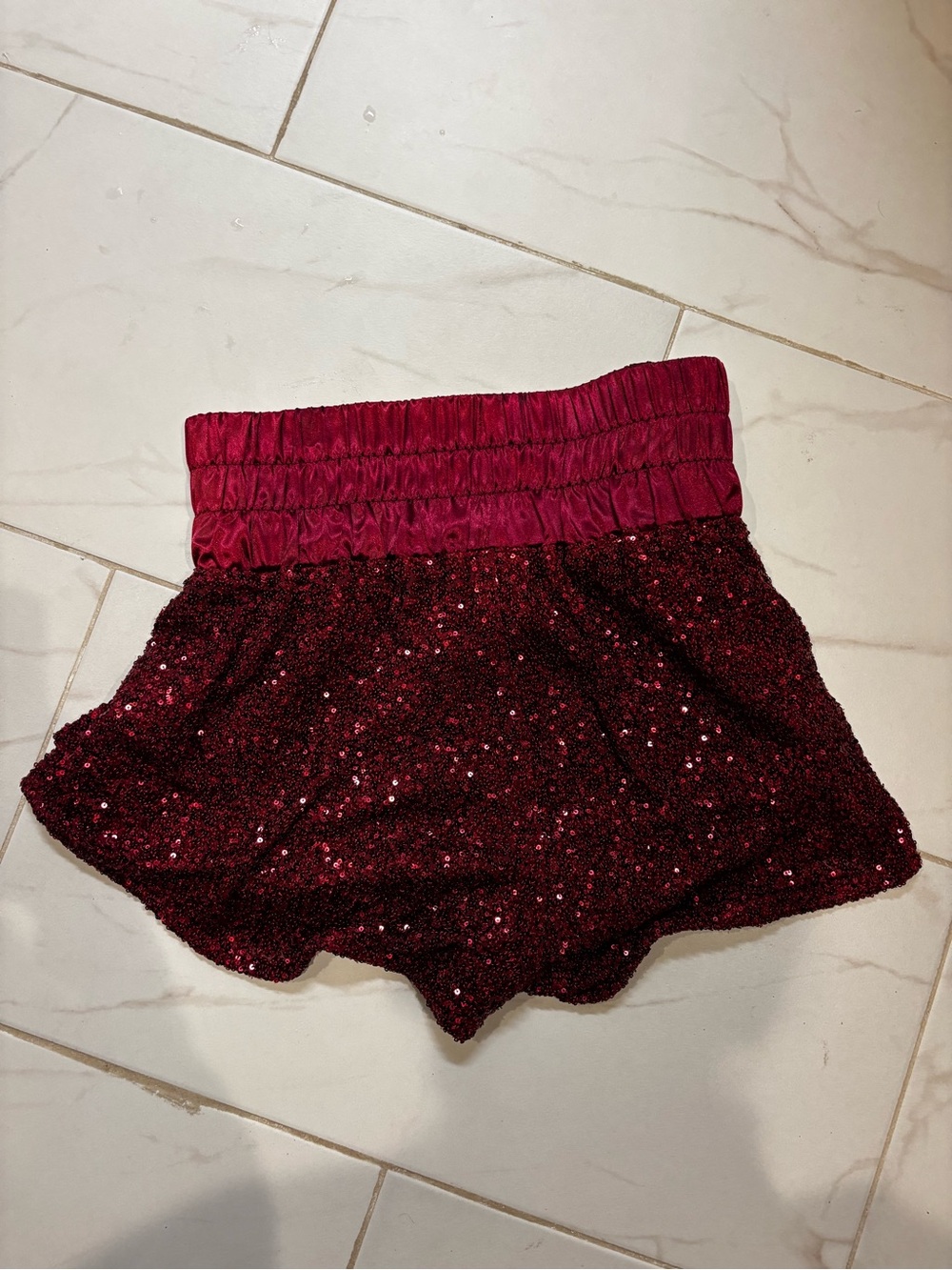 Peach Love California Burgundy Sequin Girls' Pull-On Shorts